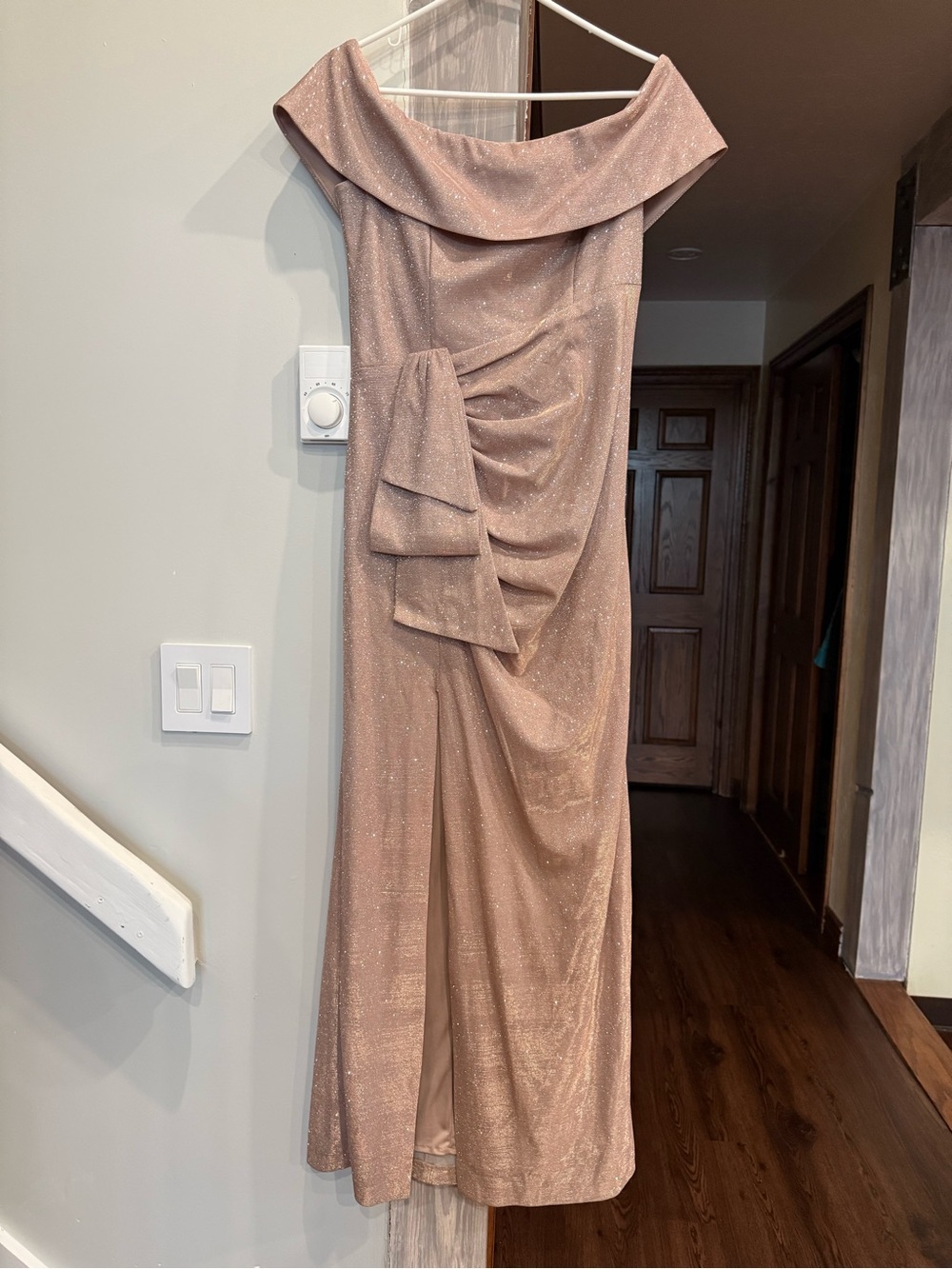 Xscape Blush Pink Shimmer Evening Dress